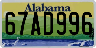AL license plate 67AD996