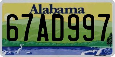 AL license plate 67AD997