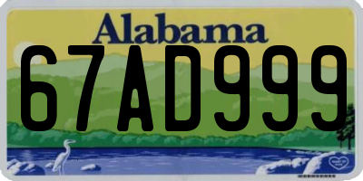 AL license plate 67AD999