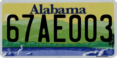 AL license plate 67AE003
