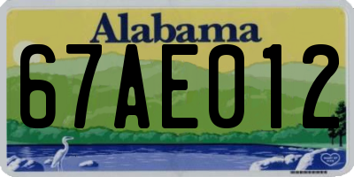 AL license plate 67AE012