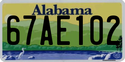AL license plate 67AE102