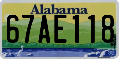 AL license plate 67AE118