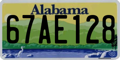 AL license plate 67AE128