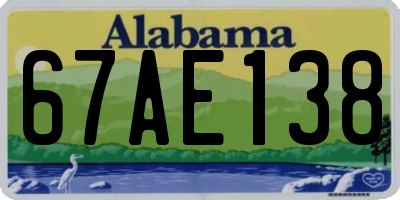 AL license plate 67AE138