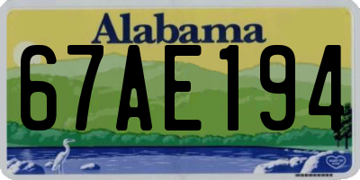 AL license plate 67AE194