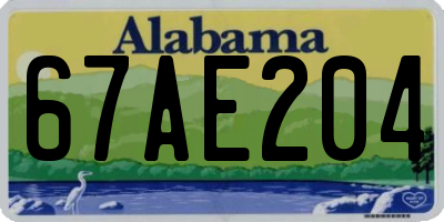 AL license plate 67AE204