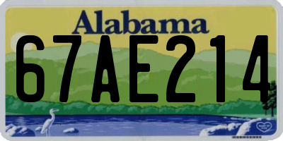 AL license plate 67AE214
