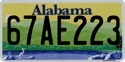 AL license plate 67AE223