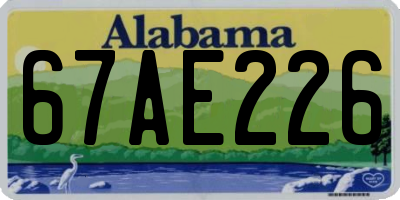 AL license plate 67AE226