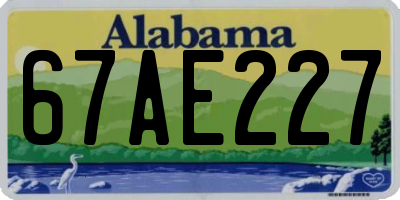 AL license plate 67AE227