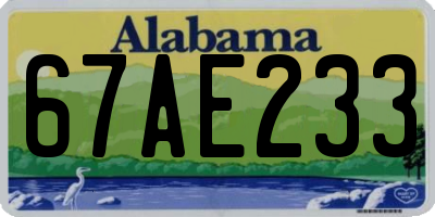 AL license plate 67AE233