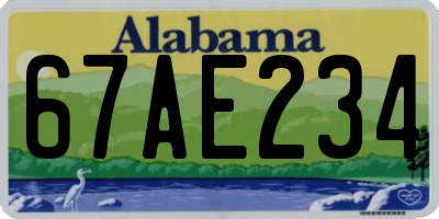 AL license plate 67AE234