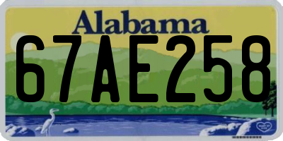 AL license plate 67AE258