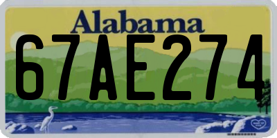 AL license plate 67AE274