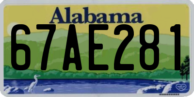 AL license plate 67AE281