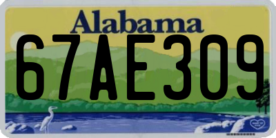 AL license plate 67AE309