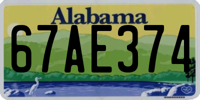 AL license plate 67AE374
