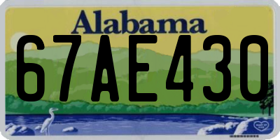 AL license plate 67AE430