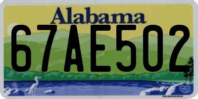 AL license plate 67AE502