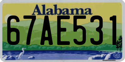 AL license plate 67AE531