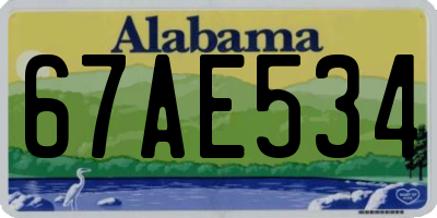 AL license plate 67AE534