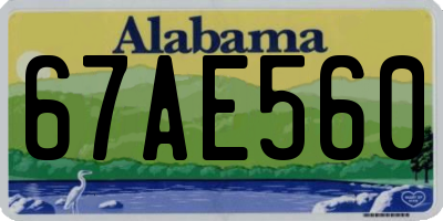 AL license plate 67AE560