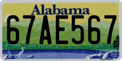 AL license plate 67AE567