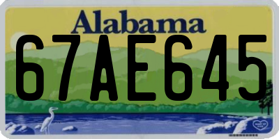 AL license plate 67AE645