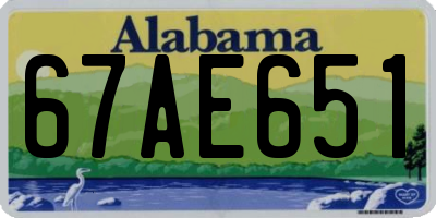 AL license plate 67AE651