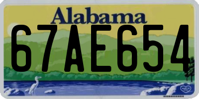 AL license plate 67AE654