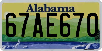 AL license plate 67AE670