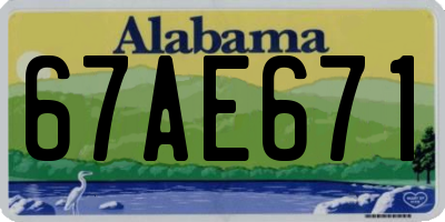AL license plate 67AE671