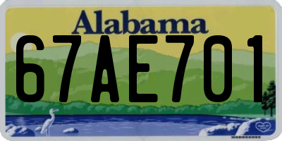 AL license plate 67AE701