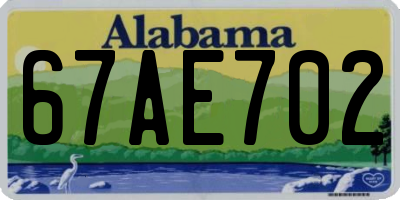 AL license plate 67AE702