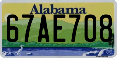 AL license plate 67AE708