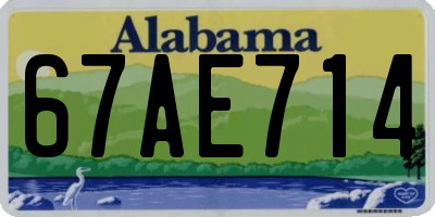 AL license plate 67AE714