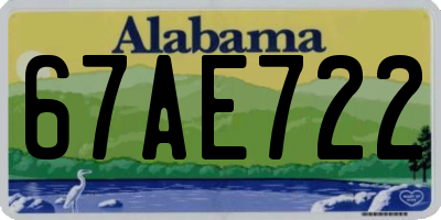 AL license plate 67AE722