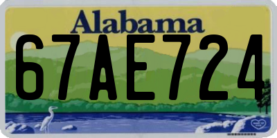 AL license plate 67AE724