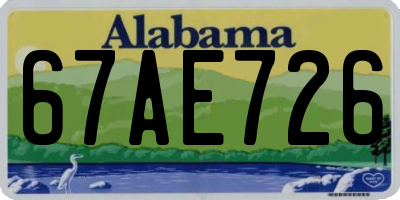 AL license plate 67AE726