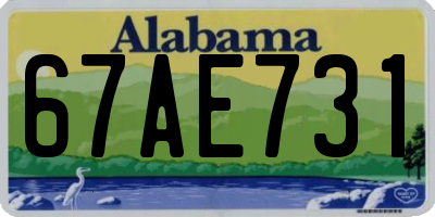 AL license plate 67AE731