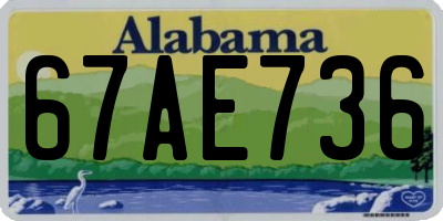 AL license plate 67AE736