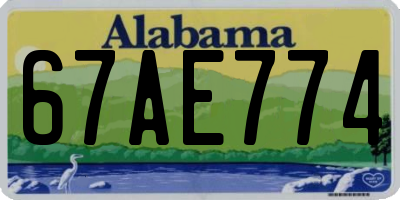 AL license plate 67AE774