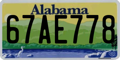 AL license plate 67AE778
