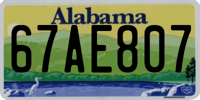AL license plate 67AE807