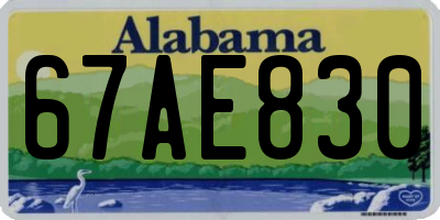 AL license plate 67AE830