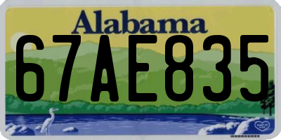 AL license plate 67AE835