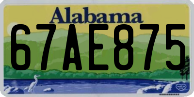 AL license plate 67AE875