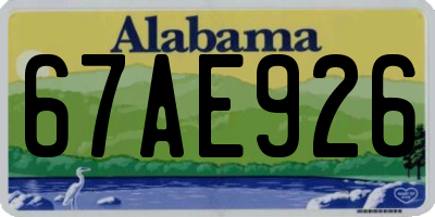 AL license plate 67AE926