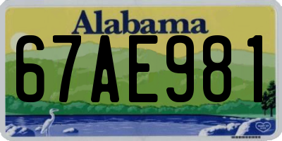 AL license plate 67AE981